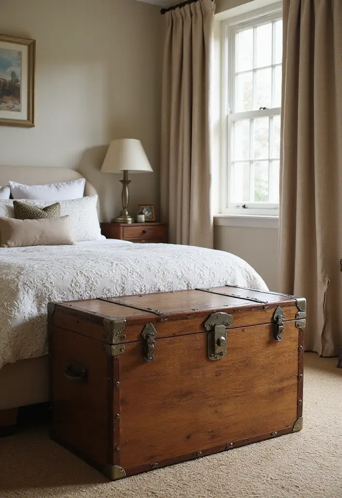 29 Guest Room Storage Hacks That Keep Everything Tidy - 20. Decorative Trunks as Storage