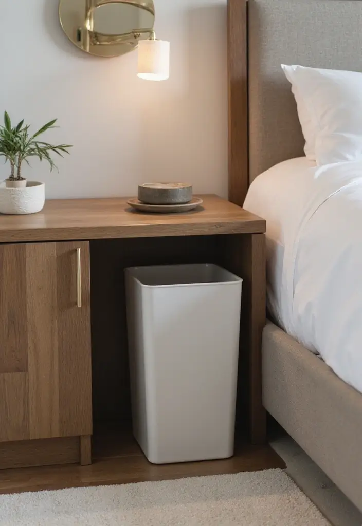 29 Guest Room Storage Hacks That Keep Everything Tidy - 22. Hidden Trash Bins
