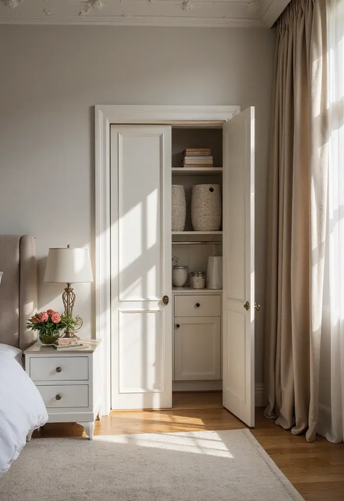29 Guest Room Storage Hacks That Keep Everything Tidy - 25. Use Curtains for Concealed Storage