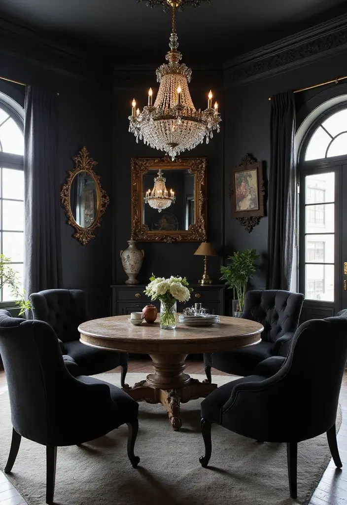 29 Guest Rooms with Black Furniture That Add Bold Style - 13. Vintage Glam with Black Furniture