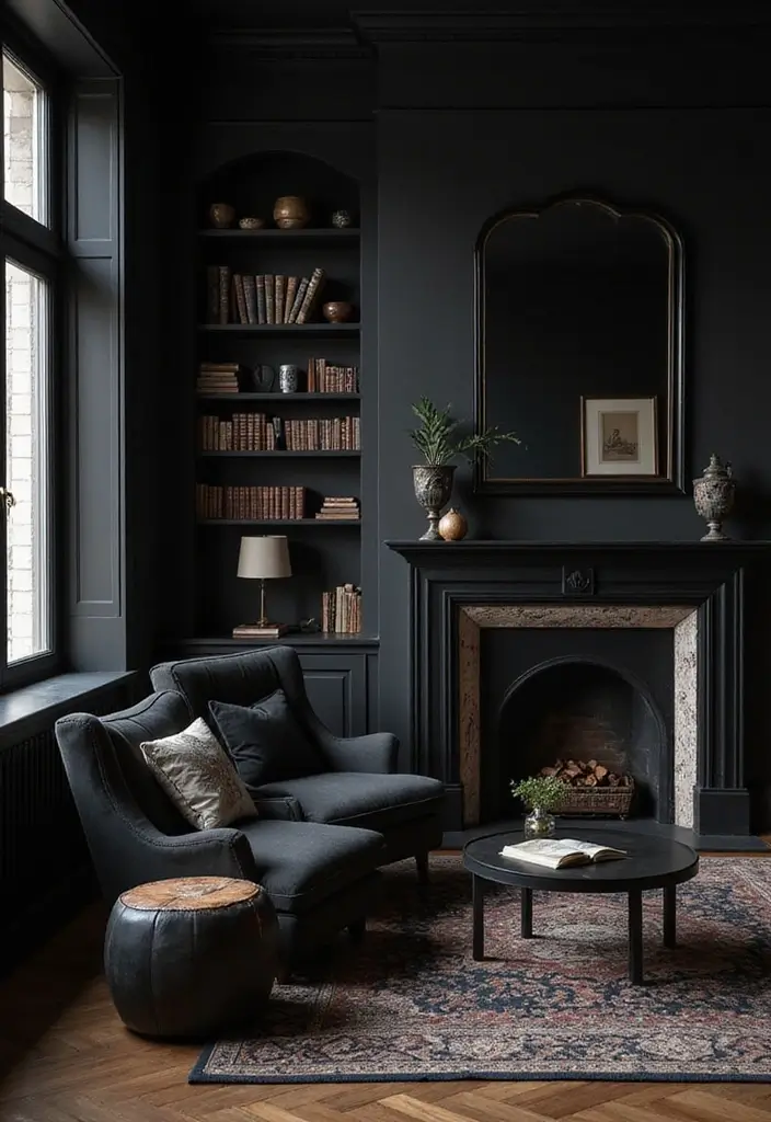 29 Guest Rooms with Black Furniture That Add Bold Style - 16. Dark Academia Aesthetic