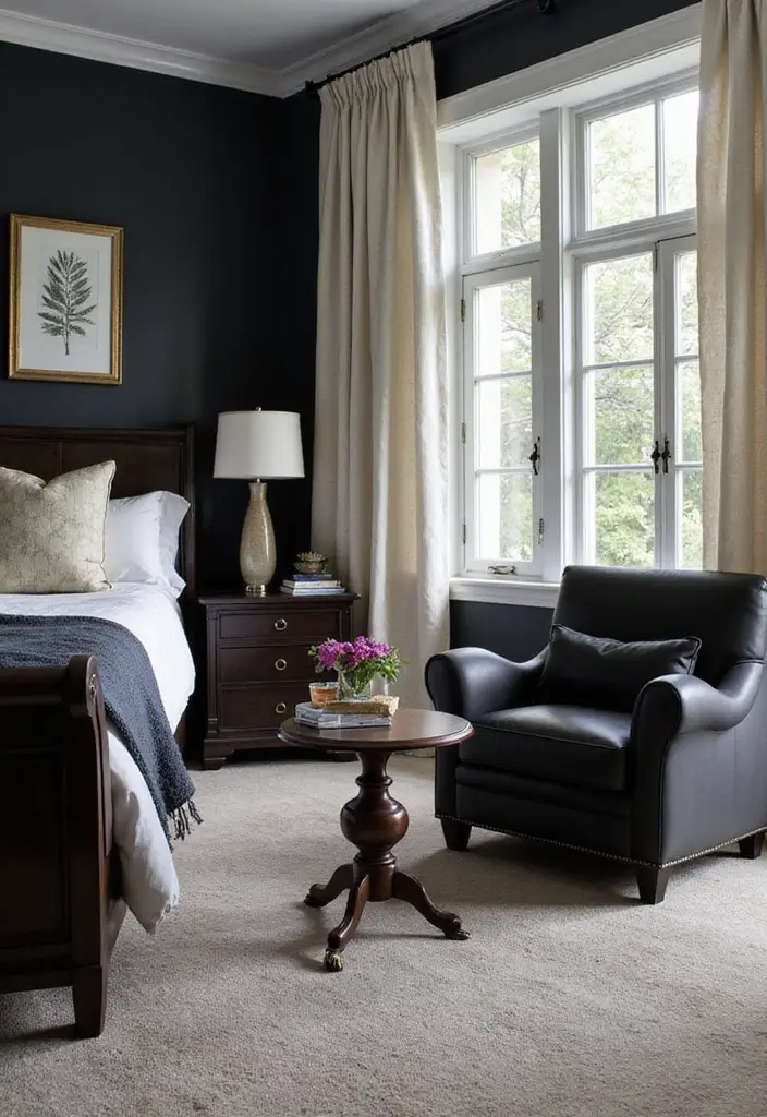 29 Guest Rooms with Black Furniture That Add Bold Style - 17. Transitional Style Bliss