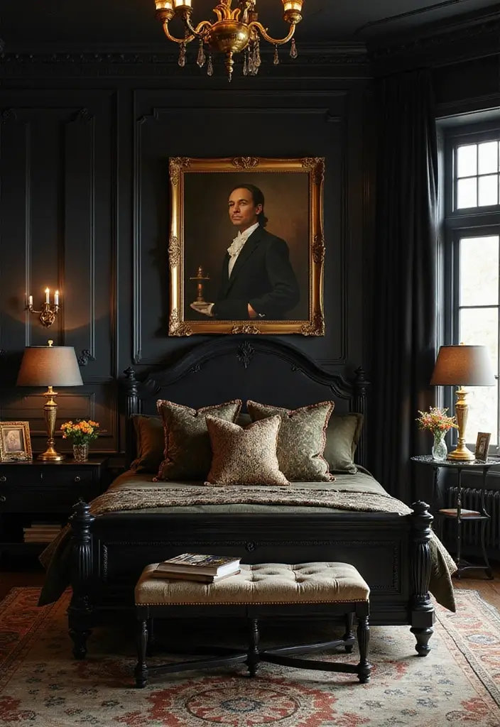 29 Guest Rooms with Black Furniture That Add Bold Style - 2. Luxurious Black and Gold Elegance