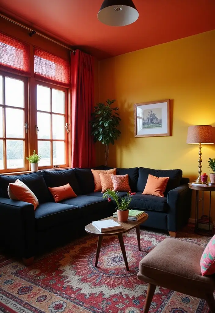 29 Guest Rooms with Black Furniture That Add Bold Style - 20. Bright and Bold Color Contrasts