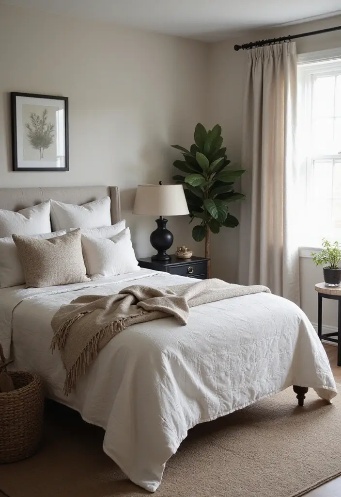 29 Guest Rooms with Black Furniture That Add Bold Style - 21. Soft Neutrals and Black Furniture