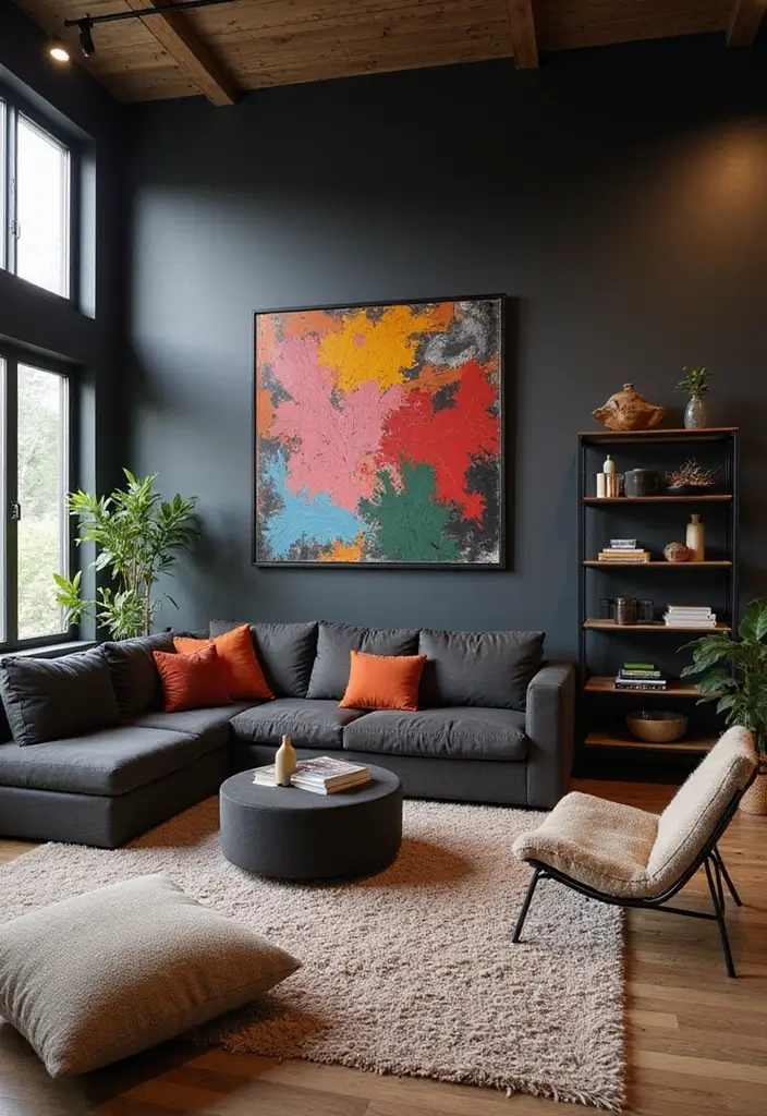 29 Guest Rooms with Black Furniture That Add Bold Style - 22. Open Concept Guest Enclave