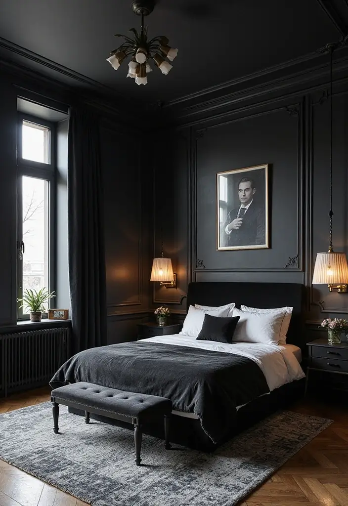 29 Guest Rooms with Black Furniture That Add Bold Style - 23. Monochromatic Patterns Play