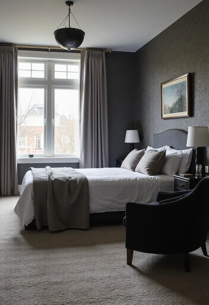 29 Guest Rooms with Black Furniture That Add Bold Style - 26. Custom Wall Treatments