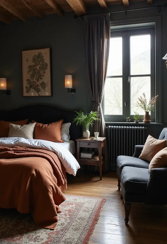 29 Guest Rooms with Black Furniture That Add Bold Style - 4. Black Furniture with Earthy Tones
