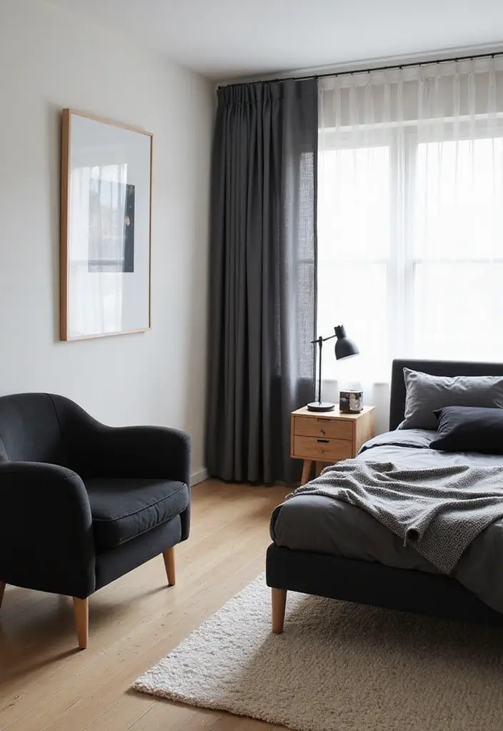 29 Guest Rooms with Black Furniture That Add Bold Style - 7. Scandinavian Simplicity