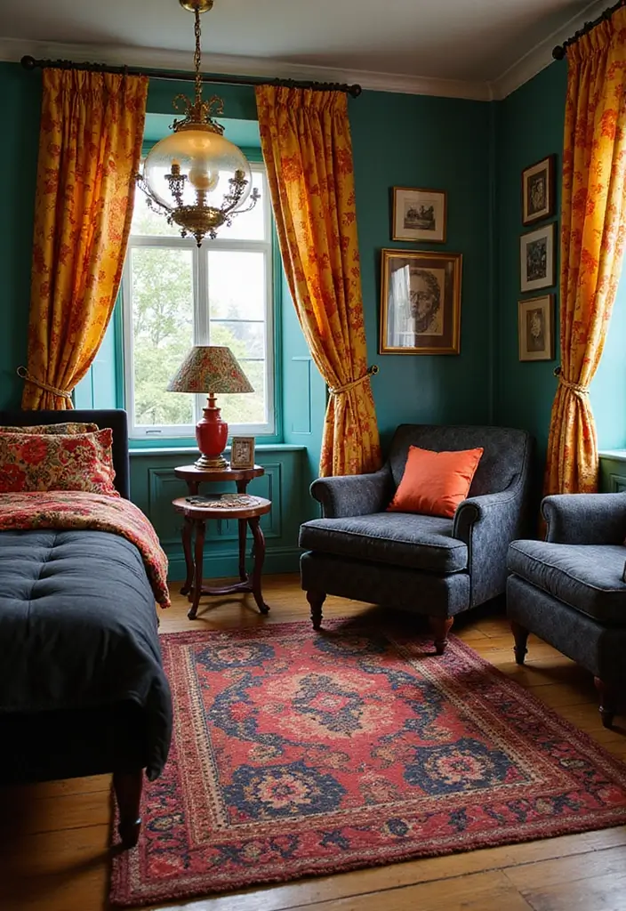 29 Guest Rooms with Black Furniture That Add Bold Style - 8. Retro Revival