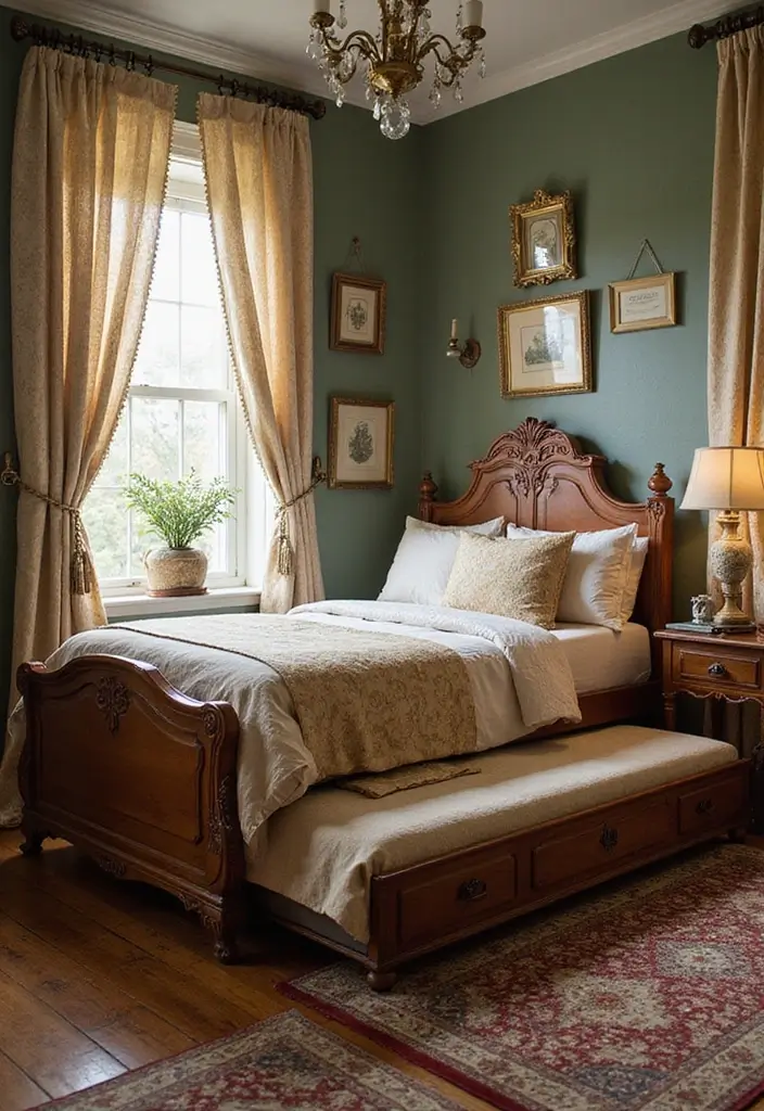 29 Trundle Bed Guest Room Designs That Maximize Sleeping Space - 9. Vintage Flair