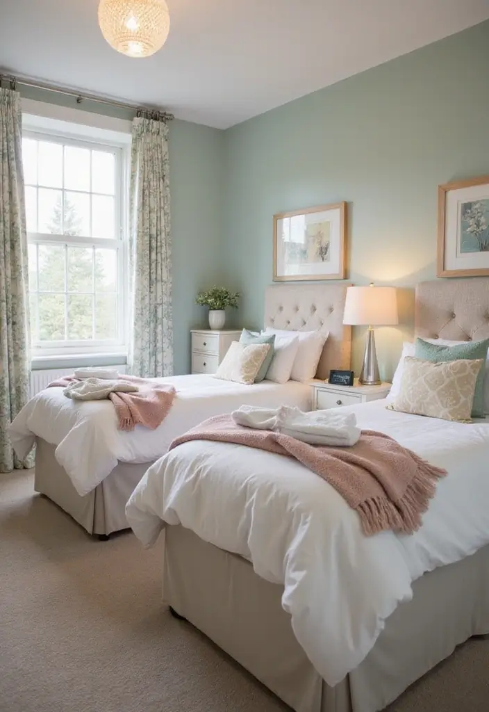 29 Twin Beds Guest Room Designs Perfect for Families - 11. Soft and Serene