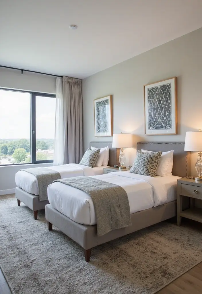 29 Twin Beds Guest Room Designs Perfect for Families - 18. Contemporary Chic