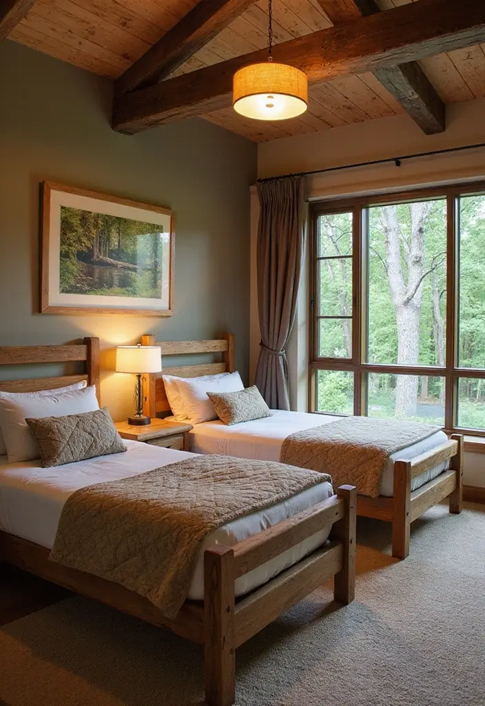 29 Twin Beds Guest Room Designs Perfect for Families - 19. Nature-Inspired Sanctuary