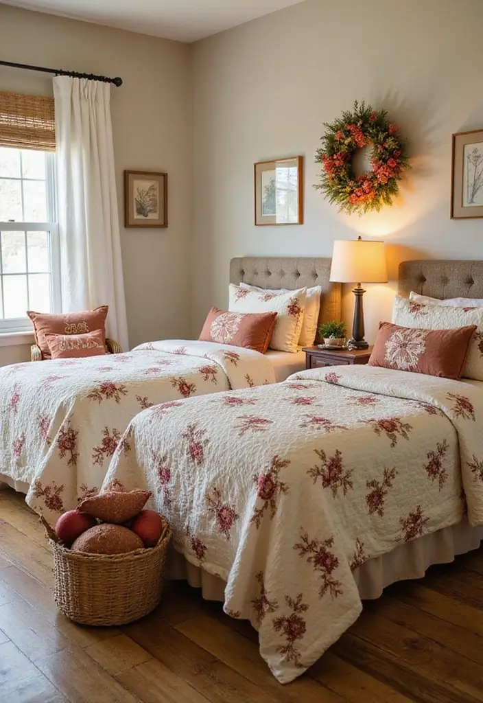 29 Twin Beds Guest Room Designs Perfect for Families - 22. Seasonal Themes