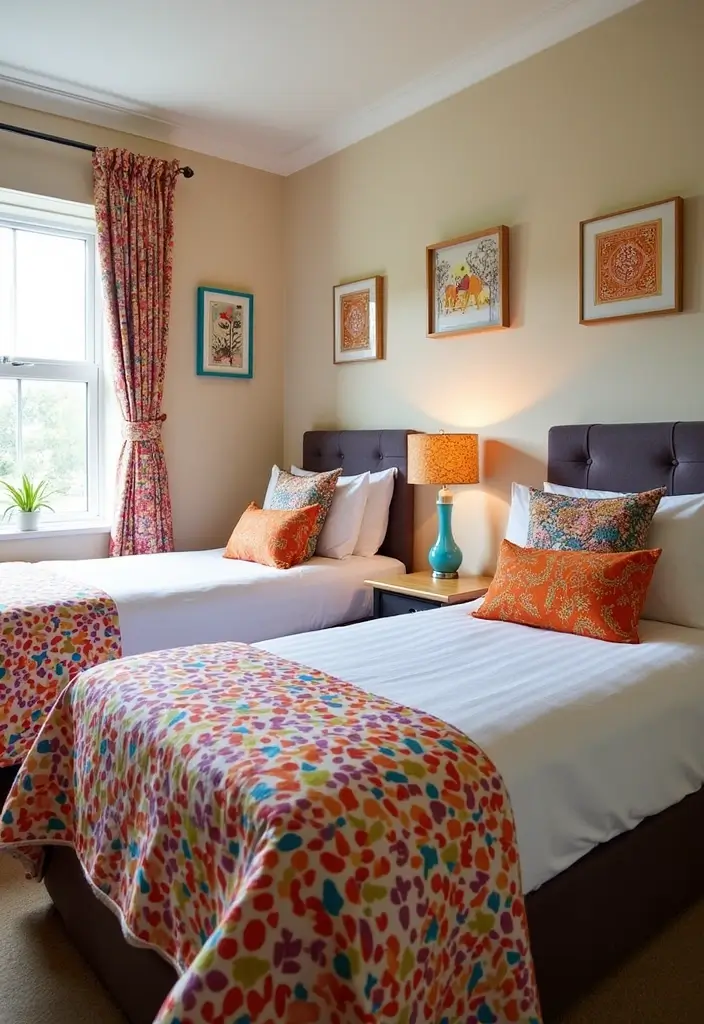 29 Twin Beds Guest Room Designs Perfect for Families - 4. Playful Patterns