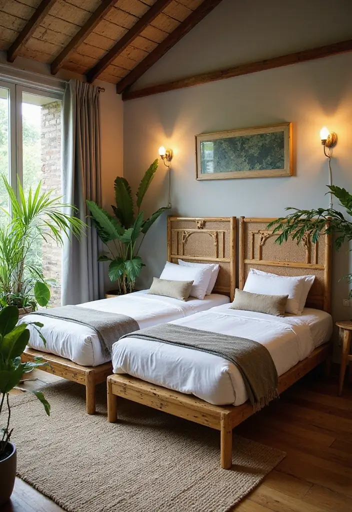 29 Twin Beds Guest Room Designs Perfect for Families - 5. Eco-Friendly Design