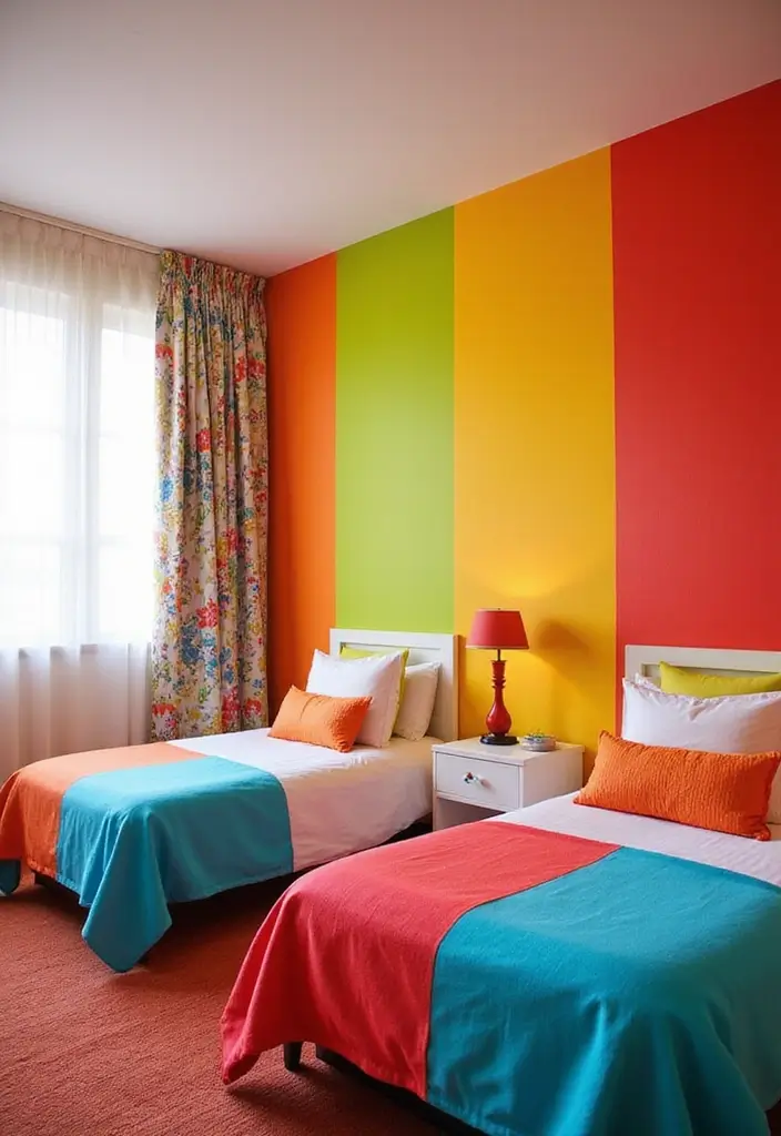 29 Twin Beds Guest Room Designs Perfect for Families - 6. Color Block Fun