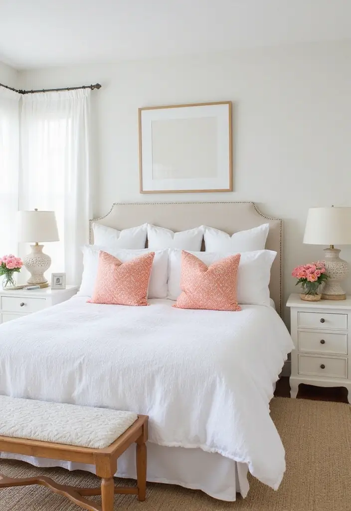 29 White Guest Room Ideas That Look Fresh and Bright - 15. Create a Seasonal Vibe
