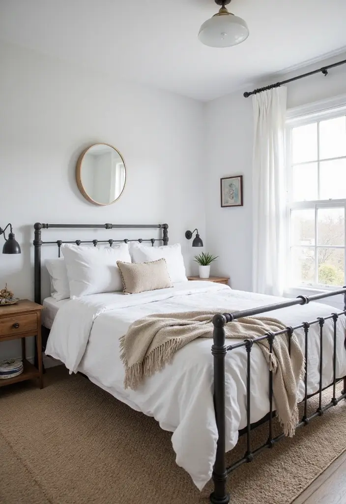 29 White Guest Room Ideas That Look Fresh and Bright - 16. Explore Industrial Touches