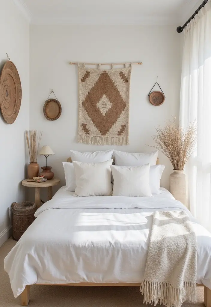 29 White Guest Room Ideas That Look Fresh and Bright - 17. Incorporate Cultural Elements