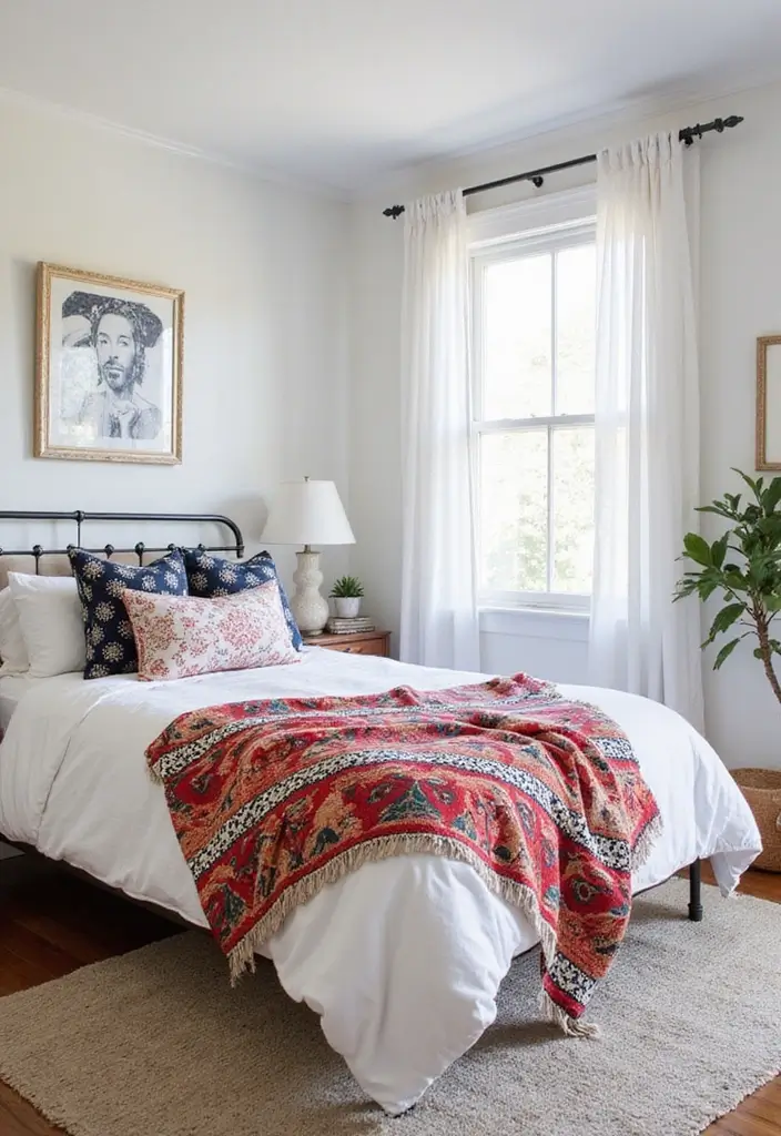 29 White Guest Room Ideas That Look Fresh and Bright - 26. Incorporate Fun Textiles