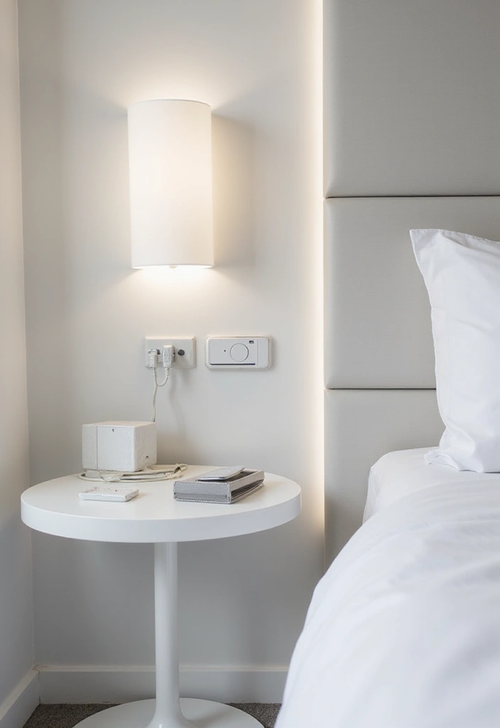 29 White Guest Room Ideas That Look Fresh and Bright - 27. Create a Tech-Friendly Space