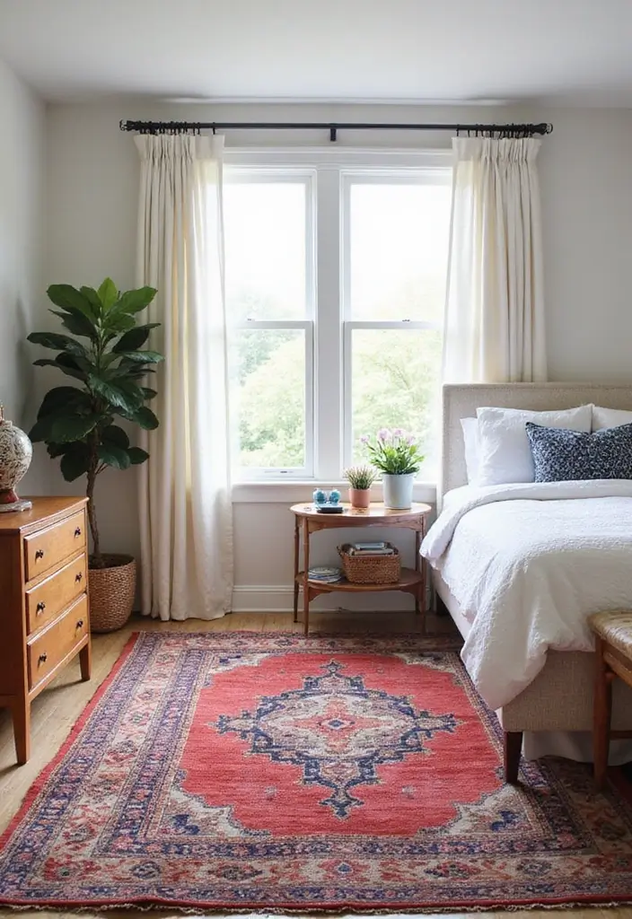 30 Bohemian Guest Room Ideas That Feel Vibrant and Relaxed - 10. Statement Rugs