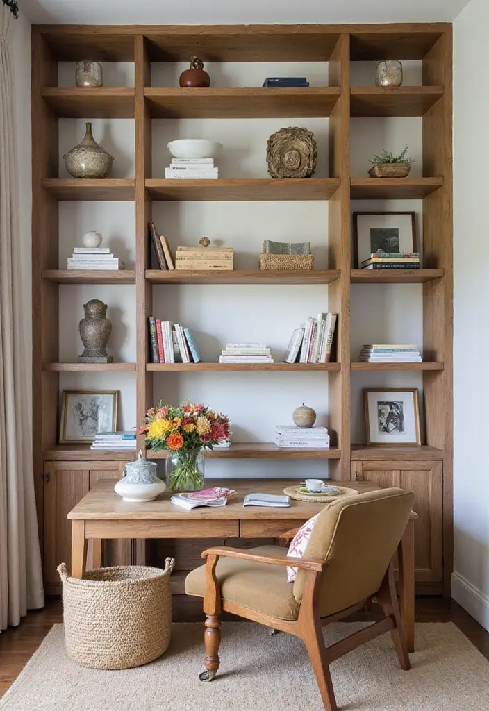 30 Bohemian Guest Room Ideas That Feel Vibrant and Relaxed - 27. Artistic Shelving
