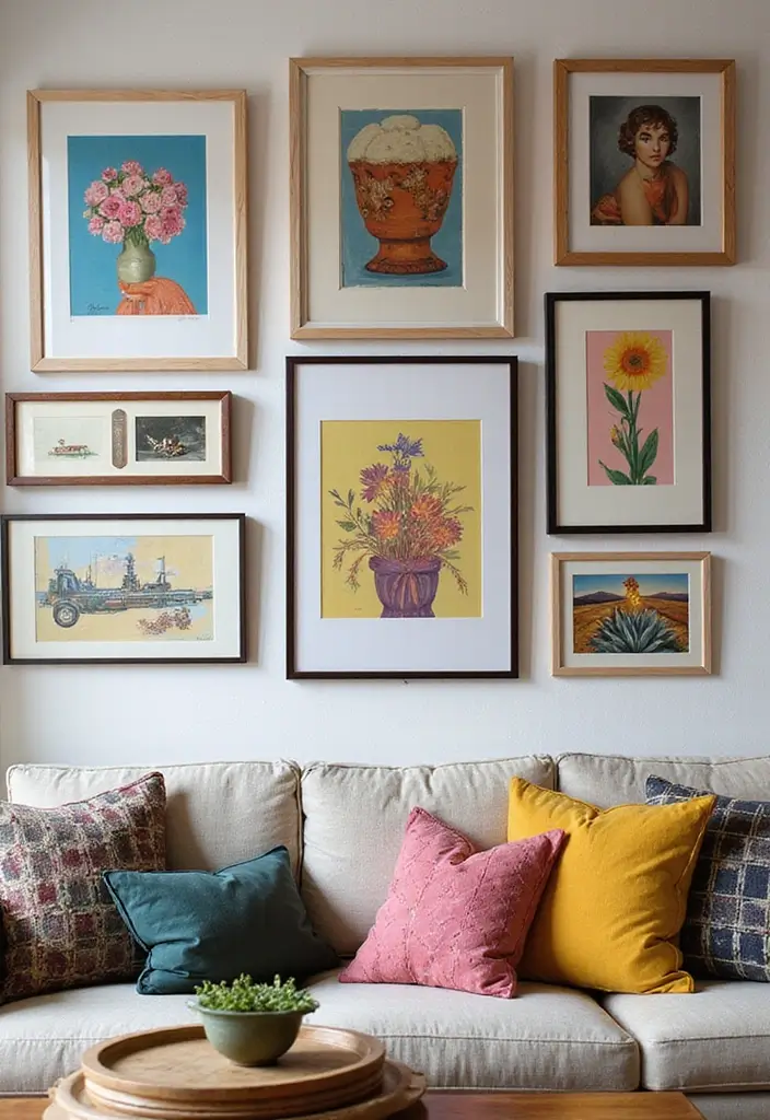 30 Bohemian Guest Room Ideas That Feel Vibrant and Relaxed - 3. Eclectic Artwork