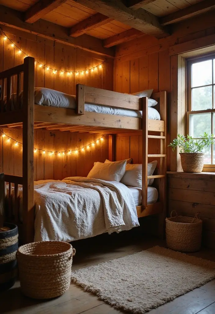 30 Bunk Beds for Guest Room Ideas Perfect for Extra Guests - 1. Rustic Charm with Wooden Bunk Beds