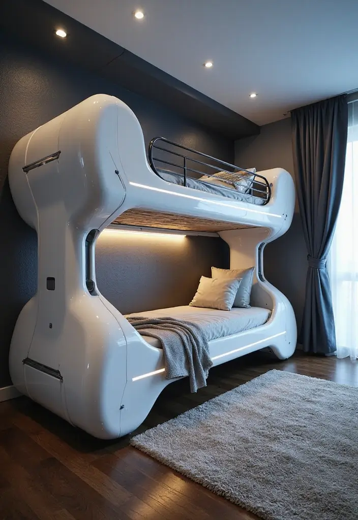 30 Bunk Beds for Guest Room Ideas Perfect for Extra Guests - 11. Futuristic Bunk Bed Designs