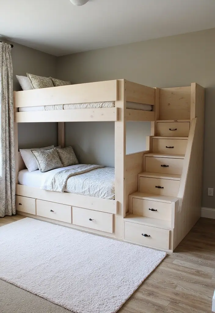 30 Bunk Beds for Guest Room Ideas Perfect for Extra Guests - 13. Smart Bunk Beds with Integrated Storage