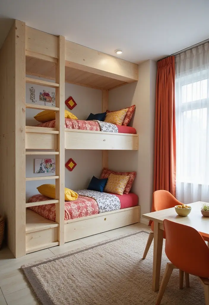 30 Bunk Beds for Guest Room Ideas Perfect for Extra Guests - 19. Multi-Level Bunk Beds for Fun