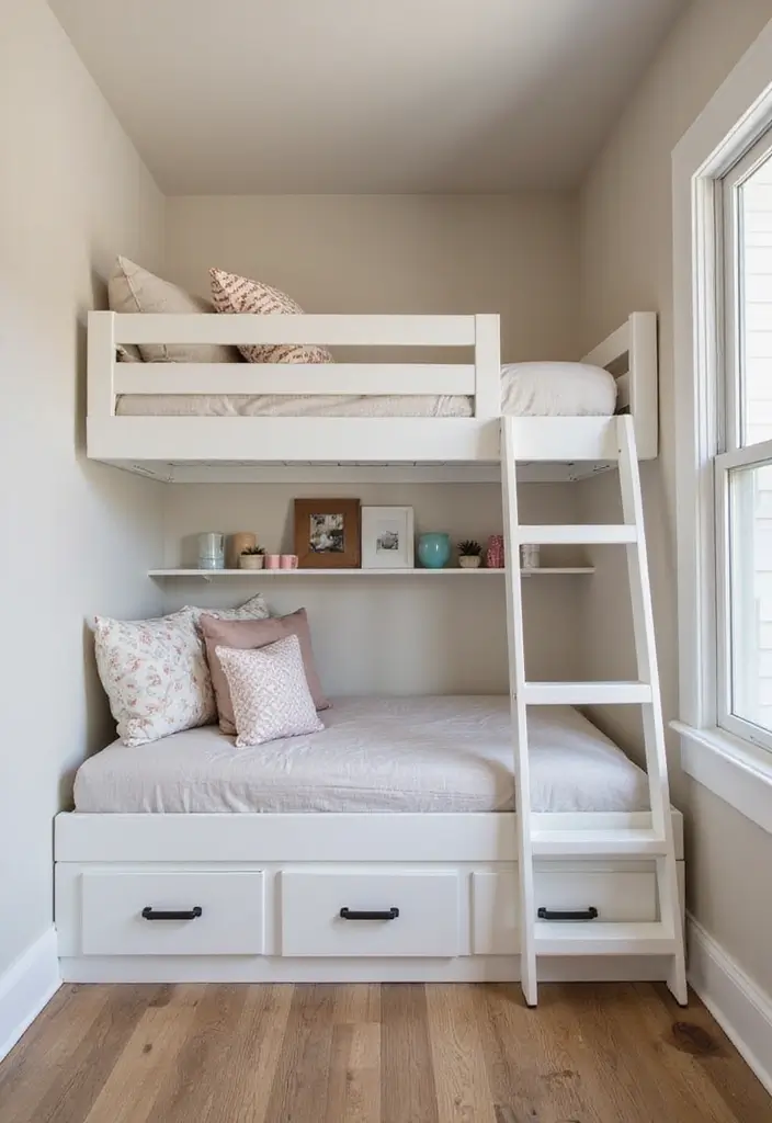 30 Bunk Beds for Guest Room Ideas Perfect for Extra Guests - 22. Compact Corner Bunk Beds