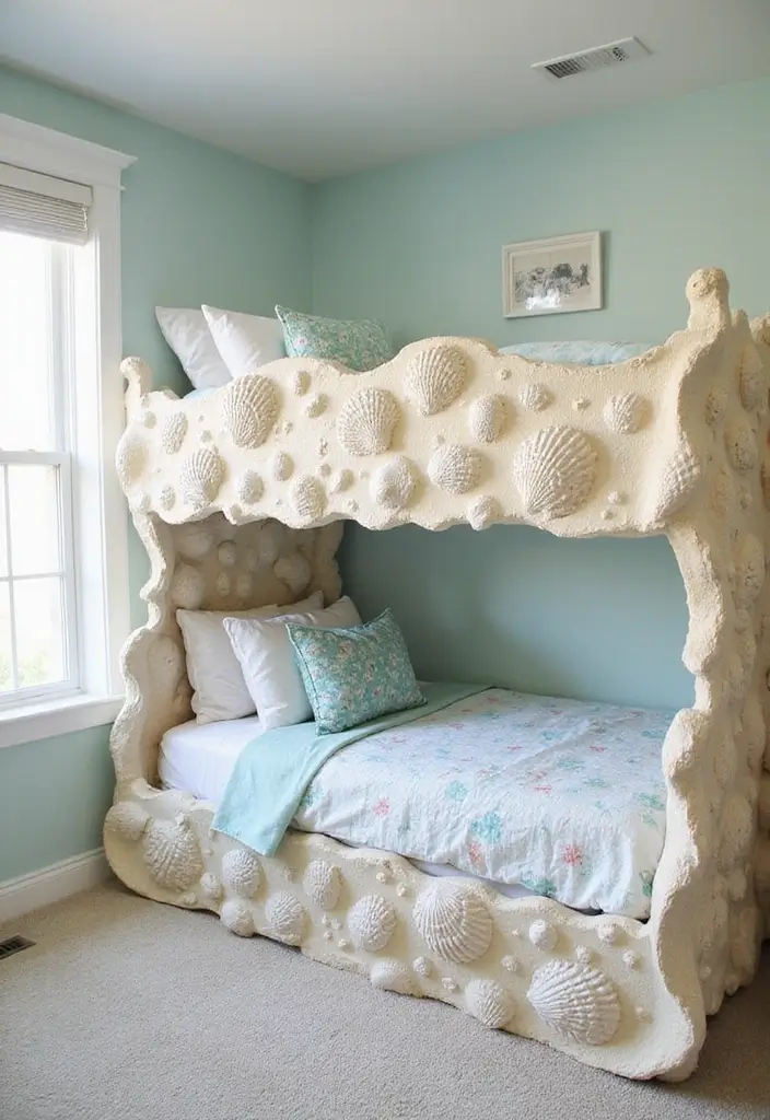 30 Bunk Beds for Guest Room Ideas Perfect for Extra Guests - 24. Unique Shell-Inspired Bunk Beds