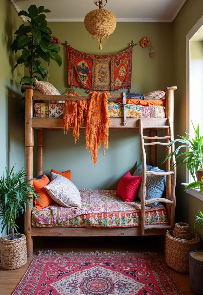 30 Bunk Beds for Guest Room Ideas Perfect for Extra Guests - 26. Bohemian Bunk Beds