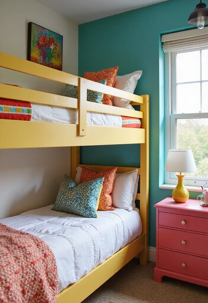 30 Bunk Beds for Guest Room Ideas Perfect for Extra Guests - 3. Playful Pop of Color