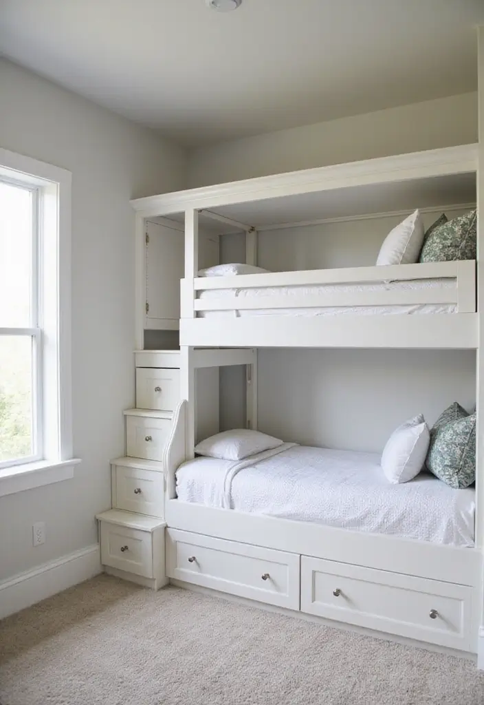 30 Bunk Beds for Guest Room Ideas Perfect for Extra Guests - 30. Vertical Space Utilization with Tall Bunk Beds