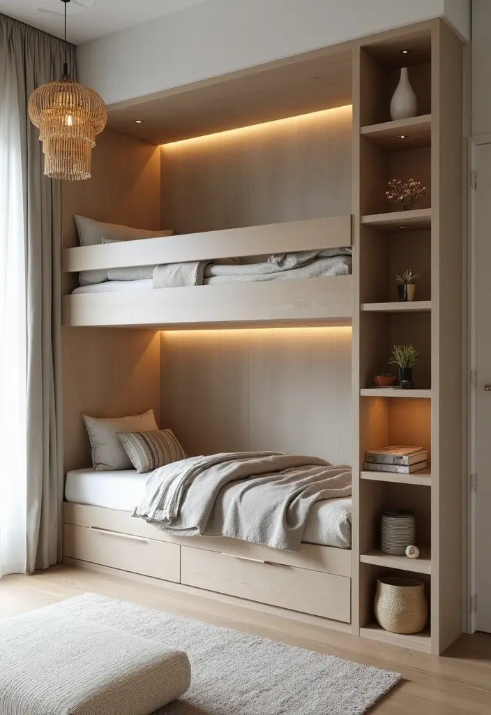 30 Bunk Beds for Guest Room Ideas Perfect for Extra Guests - 4. Built-In Bunk Beds for Space Efficiency