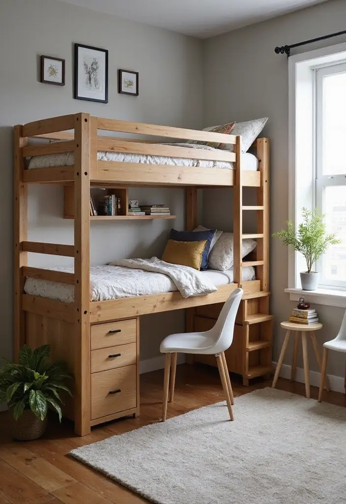 30 Bunk Beds for Guest Room Ideas Perfect for Extra Guests - 5. Multifunctional Bunk Beds with Desks