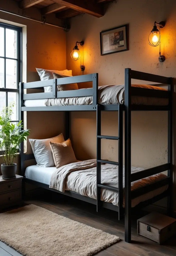 30 Bunk Beds for Guest Room Ideas Perfect for Extra Guests - 7. Industrial Chic Bunk Beds