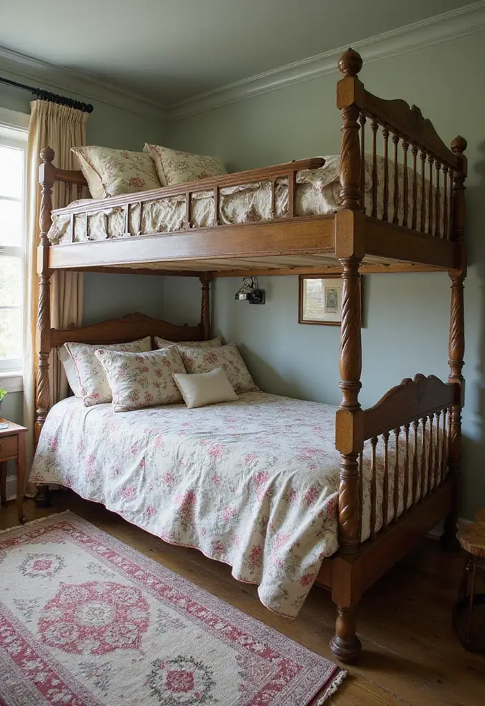 30 Bunk Beds for Guest Room Ideas Perfect for Extra Guests - 9. Vintage Inspired Bunk Beds