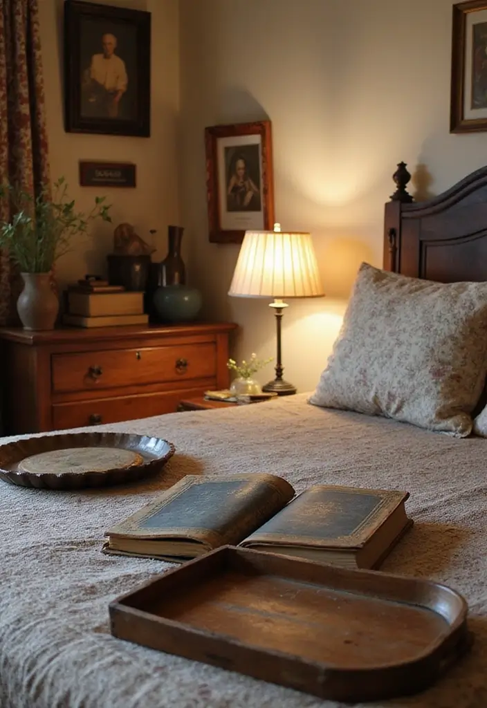30 Cottage Guest Room Ideas Full of Warmth and Comfort - 13. Vintage Accessories