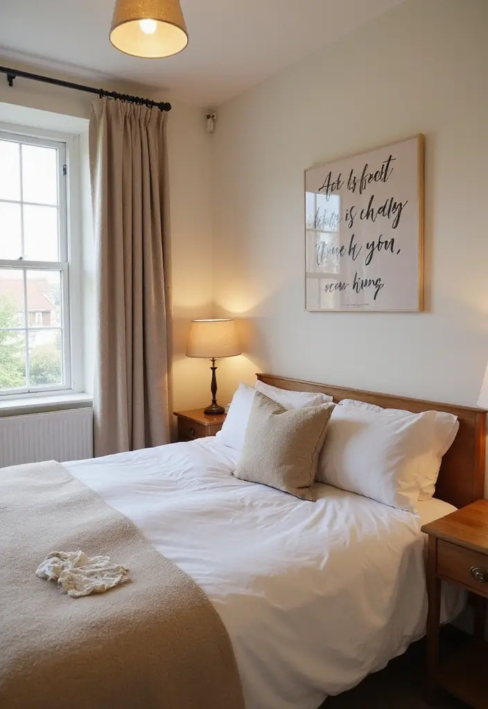 30 Cottage Guest Room Ideas Full of Warmth and Comfort - 26. Inspirational Quote Art