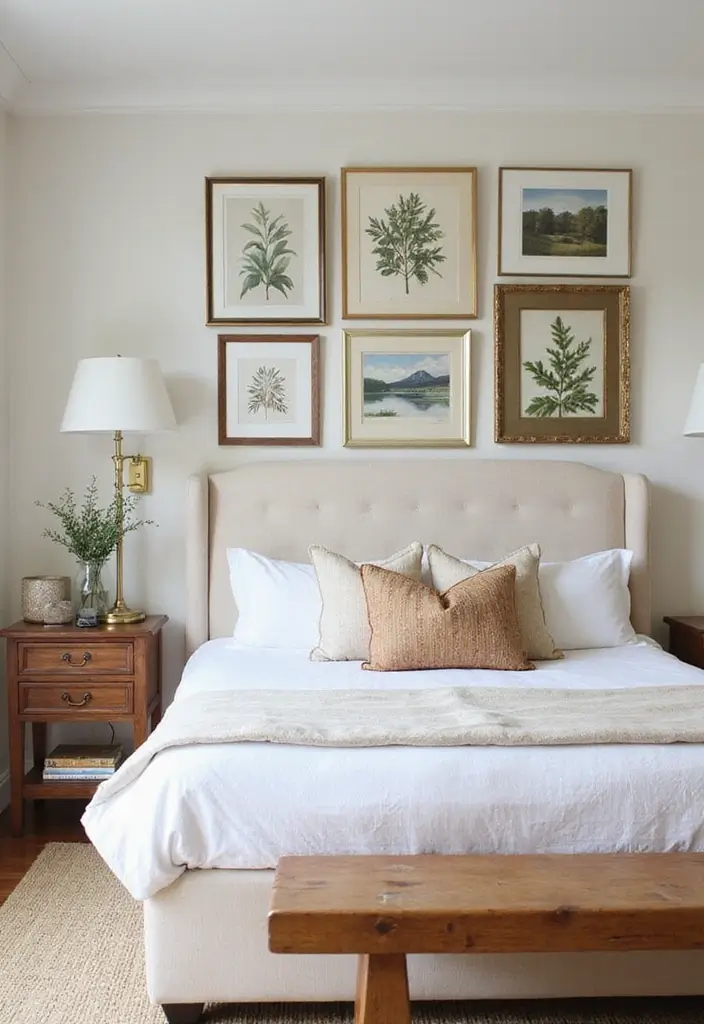 30 Cottage Guest Room Ideas Full of Warmth and Comfort - 5. Nature-Inspired Artwork