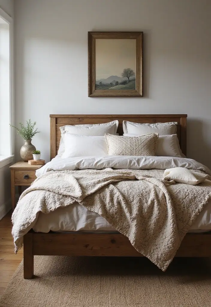30 Farmhouse Guest Room Inspirations Full of Cozy Charm - 1. Rustic Wooden Bed Frames