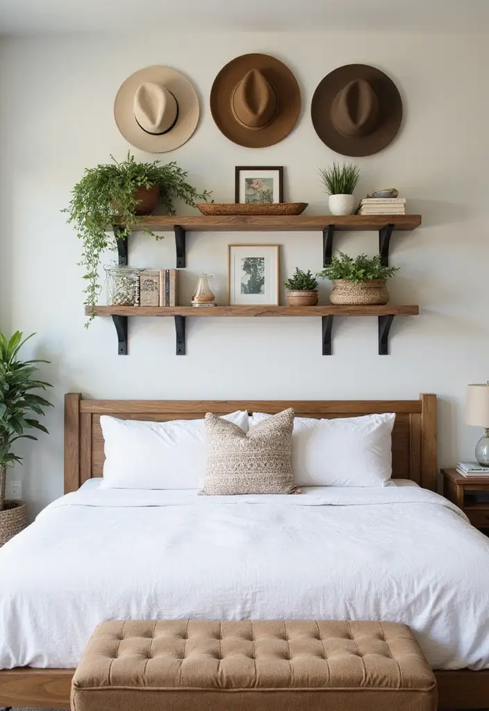 30 Farmhouse Guest Room Inspirations Full of Cozy Charm - 17. Creative Display Ideas