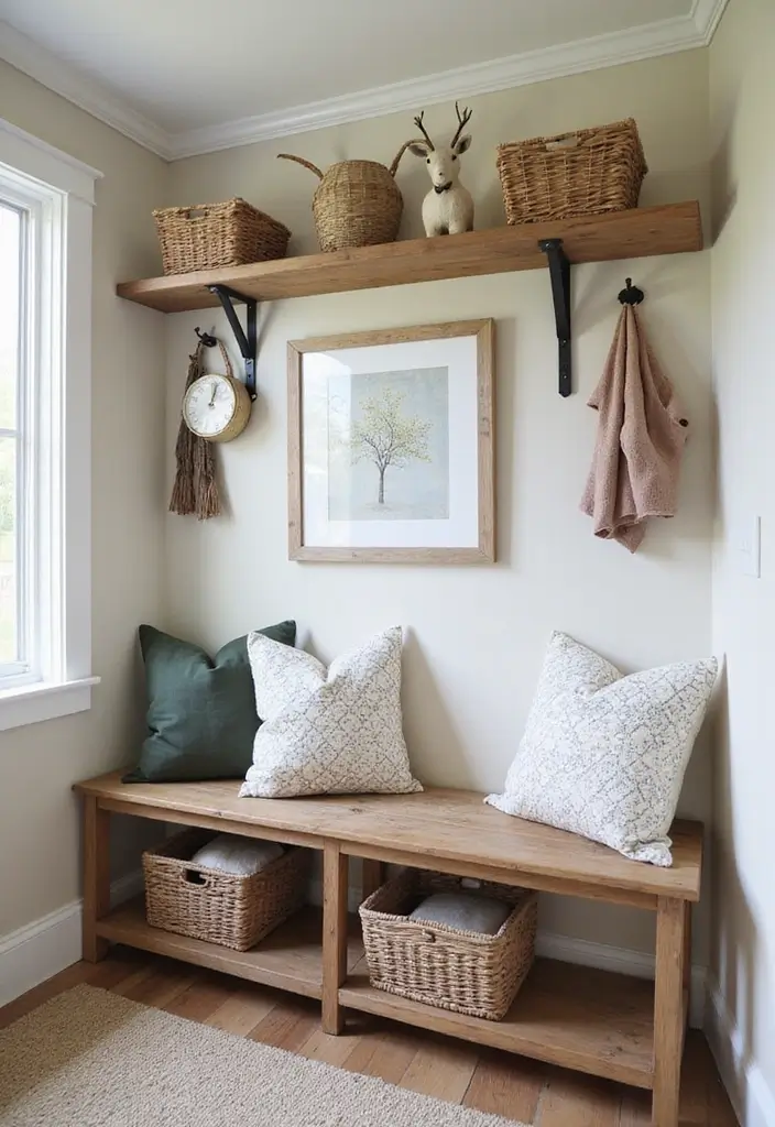 30 Farmhouse Guest Room Inspirations Full of Cozy Charm - 22. Welcoming Entryway